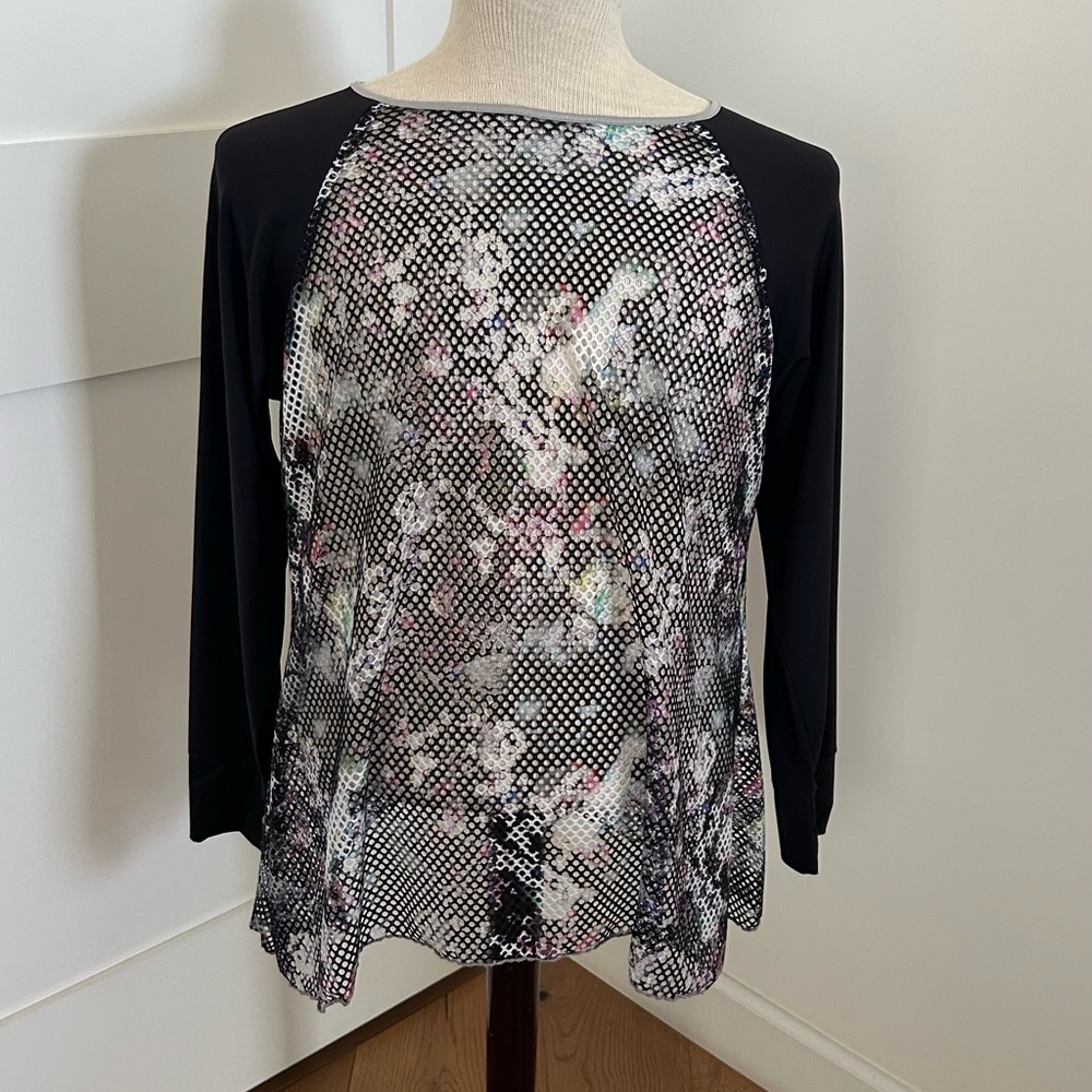 Black Mesh Multi Colored Workout Long Sleeve - image 1